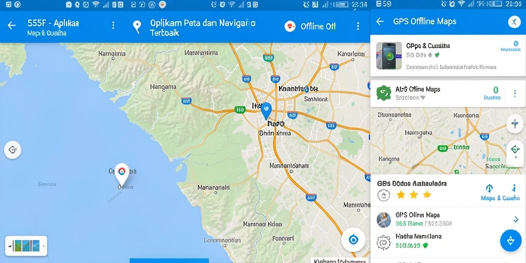 Tampilan antarmuka aplikasi GPS Offline Maps 555F yang ramah pengguna.