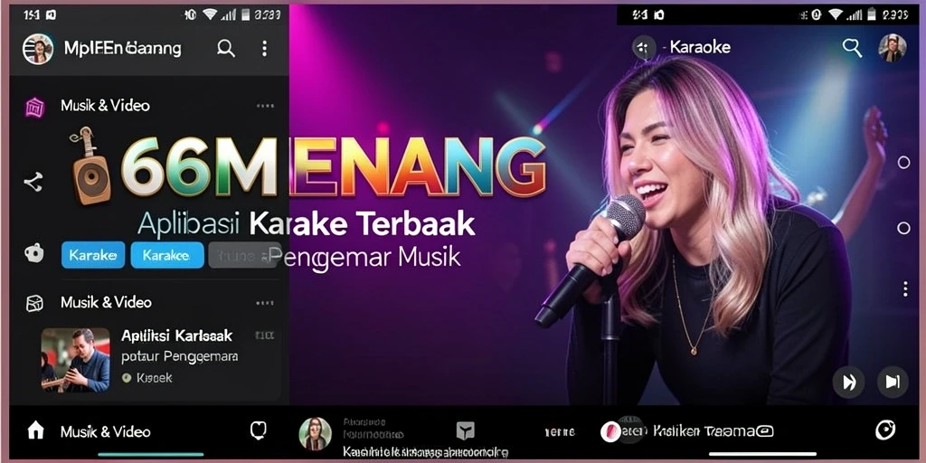 Tampilan antarmuka 66MENANG yang menarik saat sesi Karaoke.