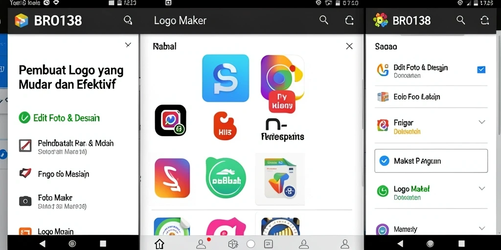 Tampilan antarmuka aplikasi Logo Maker yang intuitif dan user-friendly.