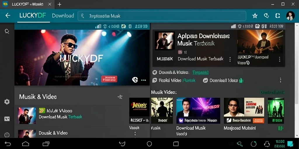 Antarmuka LUCKYDF saat mengunduh musik dengan mudah.