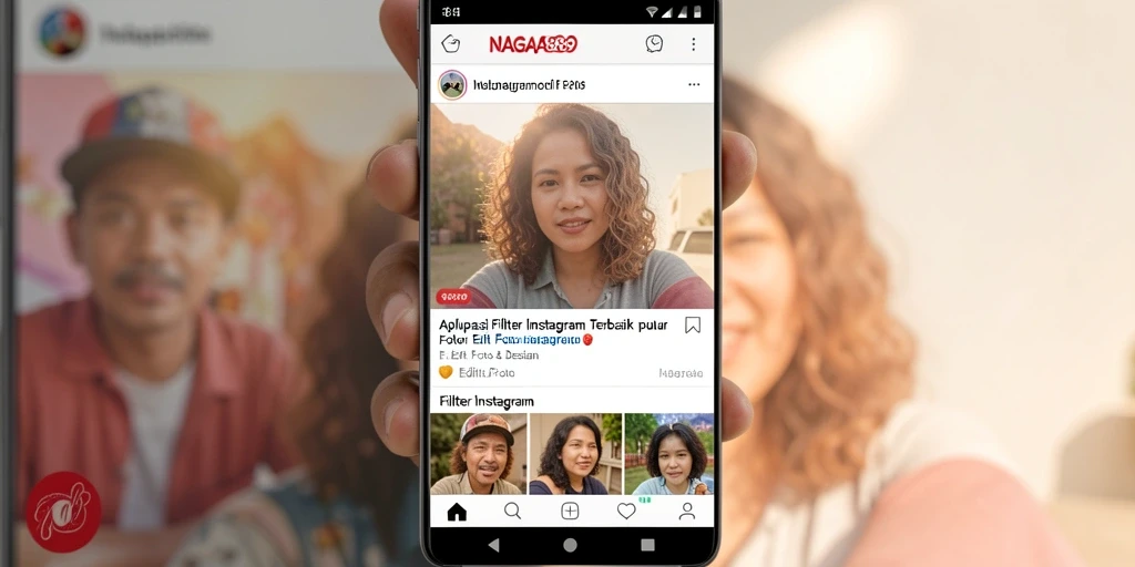 Antarmuka NAGA889 menampilkan pilihan filter Instagram yang beragam untuk edit foto.