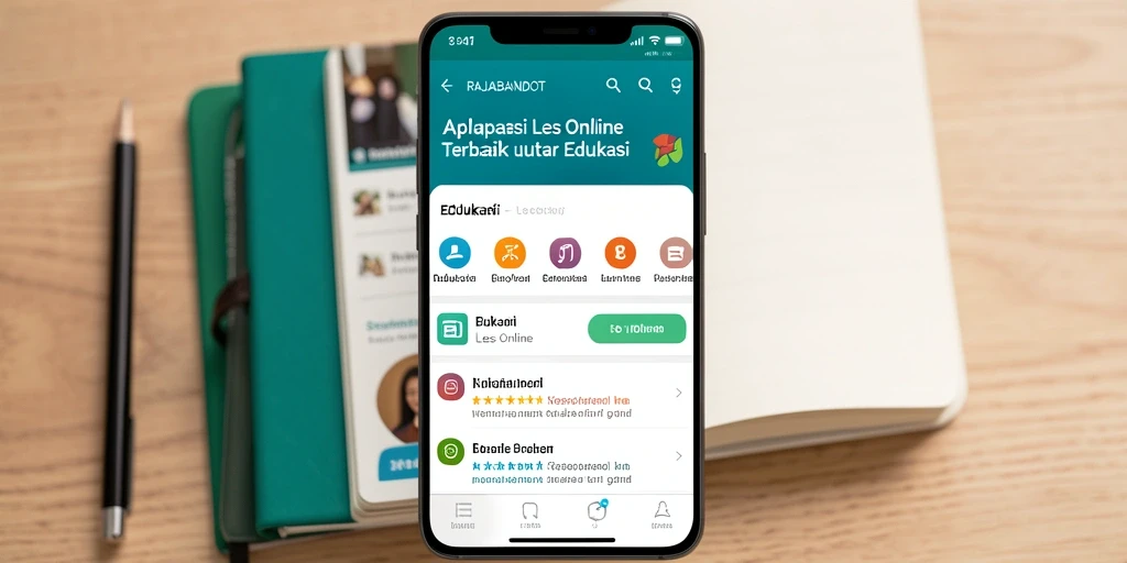 Tampilan antarmuka RAJABANDOT yang menarik untuk Les Online.