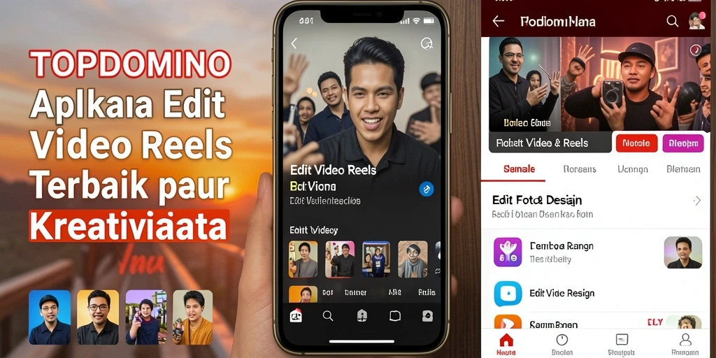 Antarmuka aplikasi TOPDOMINO yang intuitif untuk edit video reels.