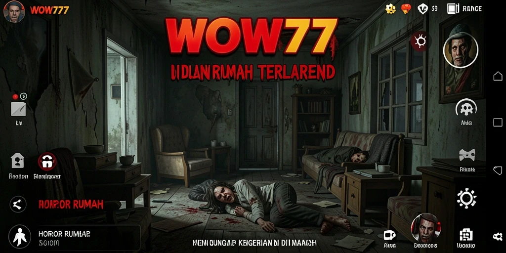 Screenshot WOW77 menampilkan suasana mencekam di dalam rumah angker.